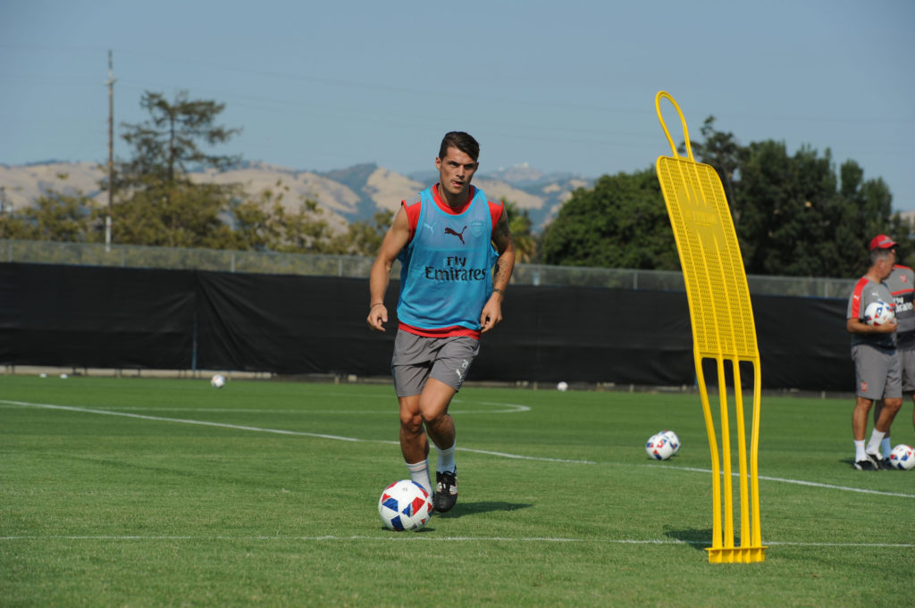 SAN JOSE, CA - JULY 26: Granit Xhaka of Arsenal during a training session at San Jose State University on July 26, 2016 in San Jose, California. (Photo by Stuart MacFarlane/Arsenal FC via Getty Images)