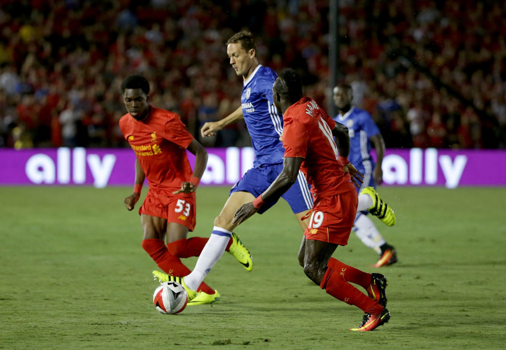 Nemanja Matic is pursued by Ovie Ejaria and Sadio Mane (Getty Images)