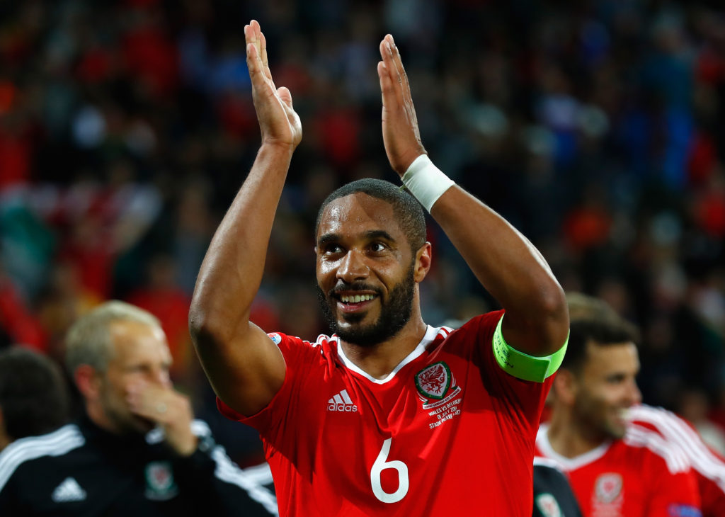 LILLE, FRANCE - JULY 01:  Ashley Williams of Wales applauds the supporters after his team's 3-1 win after the UEFA EURO 2016 quarter final match between Wales and Belgium at Stade Pierre-Mauroy on July 1, 2016 in Lille, France.  (Photo by Clive Rose/Getty Images)