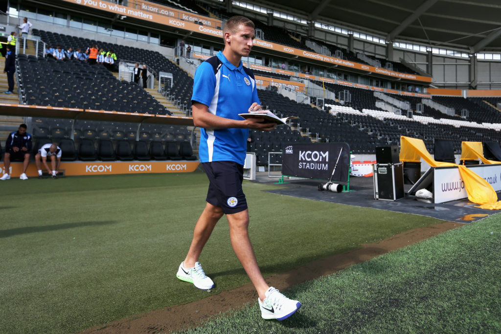 HULL, ENGLAND - AUGUST 13: Marc Albrighton of Leicester City walks out onto the ptich to take a look prior to kick off during the Premier League match between Hull City and Leicester City at KCOM Stadium on August 13, 2016 in Hull, England.  (Photo by Alex Morton/Getty Images)