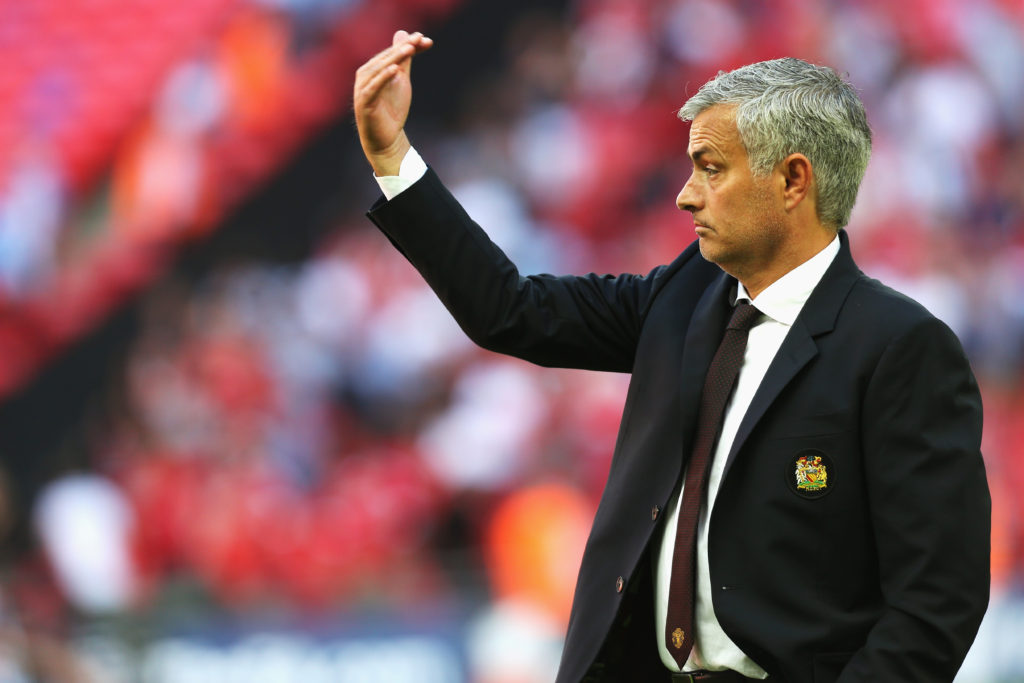 LONDON, ENGLAND - AUGUST 07:  Manager of Manchester United, Jose Mourinho looks on during The FA Community Shield match between Leicester City and Manchester United at Wembley Stadium on August 7, 2016 in London, England.  (Photo by Barrington Coombs - The FA/The FA via Getty Images)