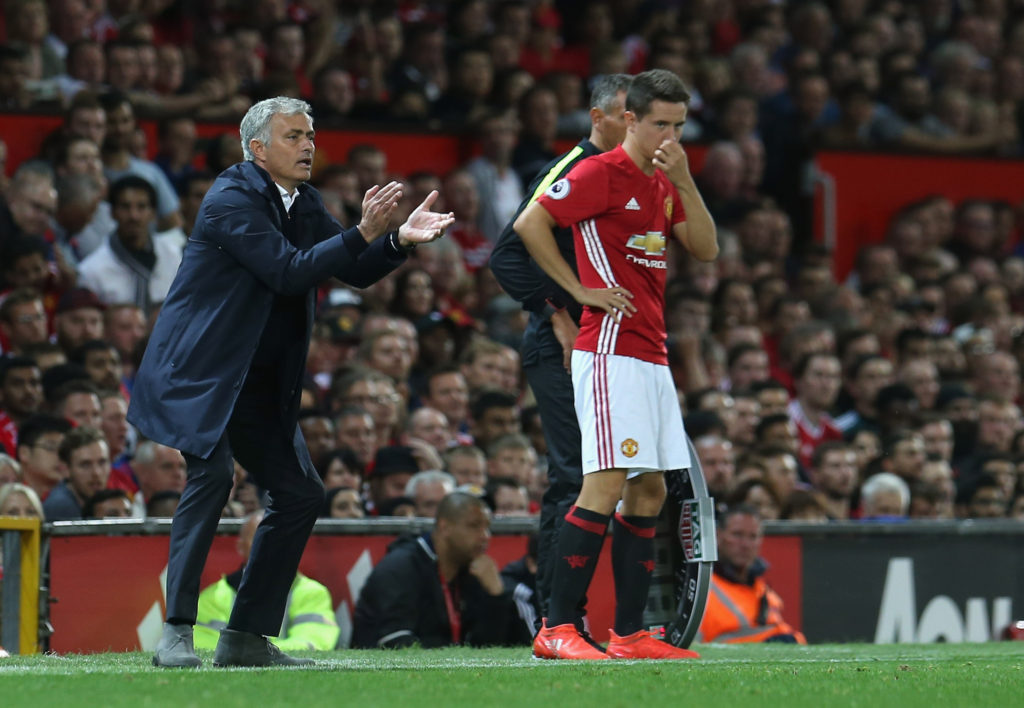 MANCHESTER, ENGLAND - AUGUST 19:  Manager Jose Mourinho of Manchester United watches from the touchline during the Premier League match between Manchester United and Southampton at Old Trafford on August 19, 2016 in Manchester, England.  (Photo by John Peters/Man Utd via Getty Images)