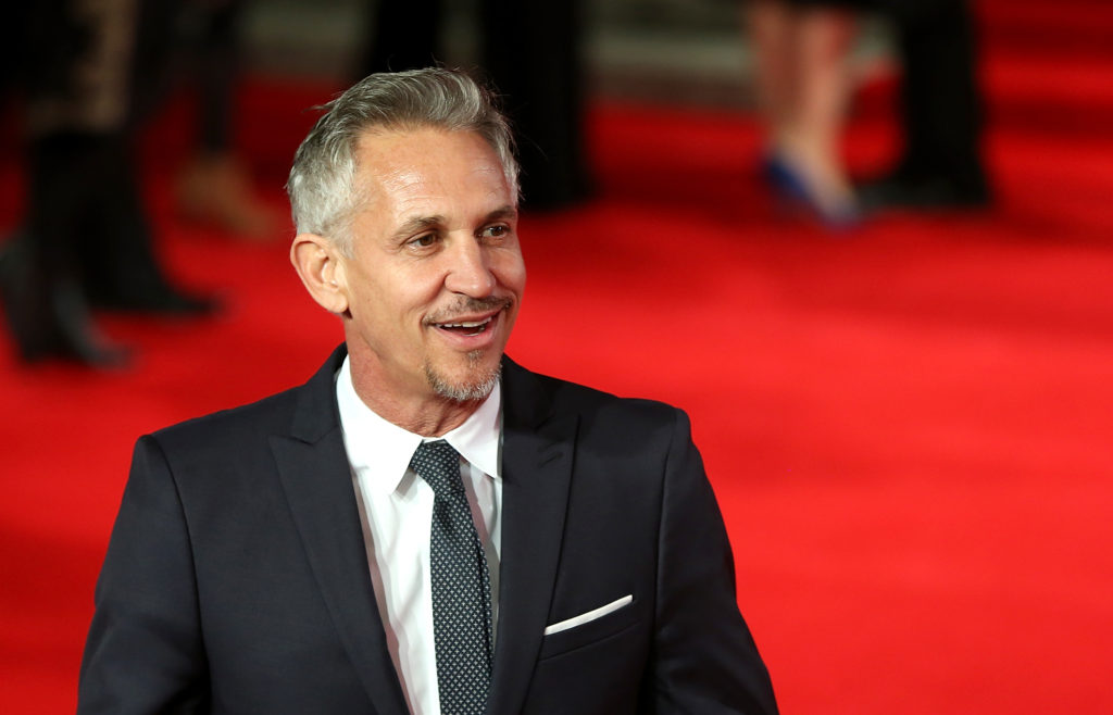 LONDON, ENGLAND - OCTOBER 26: Gary Lineker attends the Royal Film Performance of "Spectre" at Royal Albert Hall on October 26, 2015 in London, England. (Photo by Danny Martindale/WireImage)
