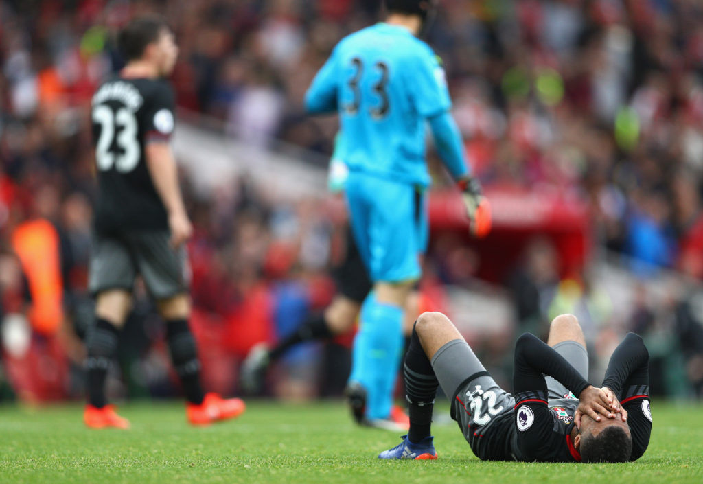 Nathan Redmond was left dejected at the final whistle. (Photo by Paul Gilham/Getty Images)