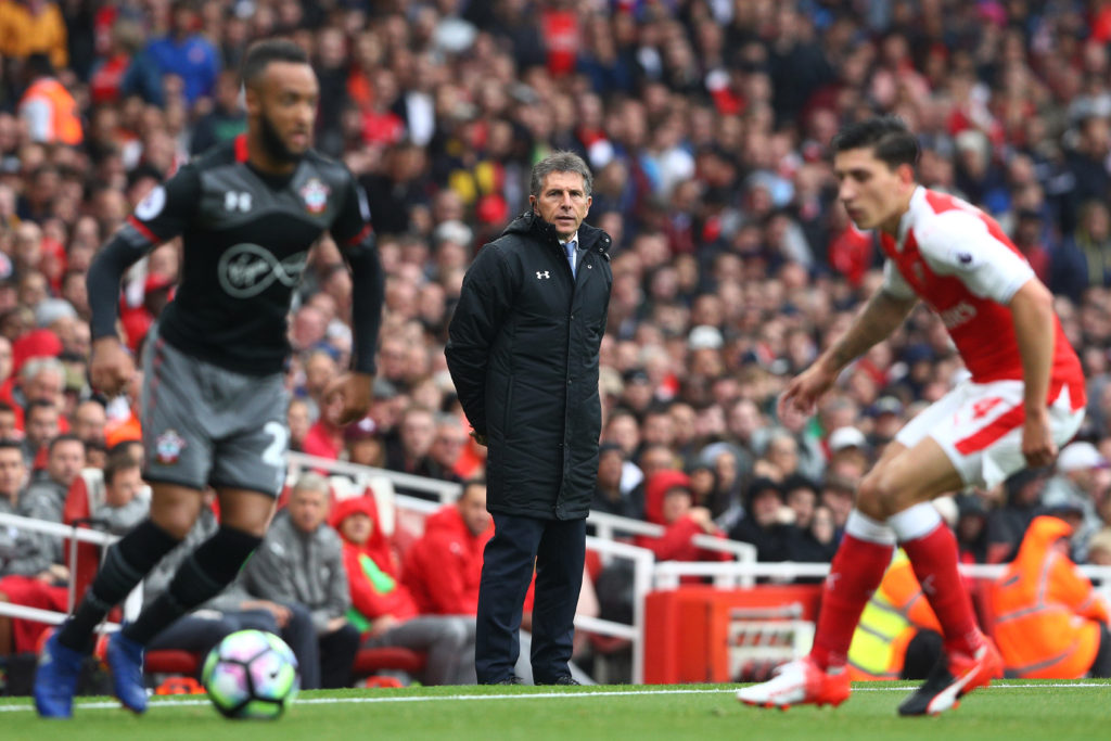 LONDON, ENGLAND - SEPTEMBER 10: Claude Puel, Manager of Southampton looks on during the Premier League match between Arsenal and Southampton at Emirates Stadium on September 10, 2016 in London, England. (Photo by Paul Gilham/Getty Images)