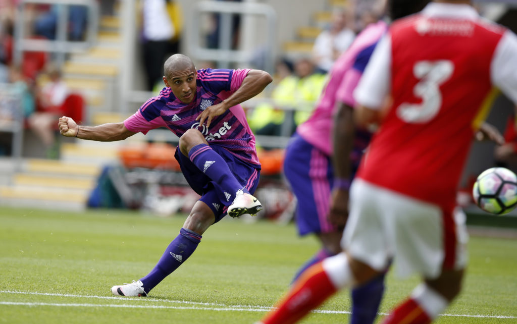 ROTHERHAM, ENGLAND - JULY 23: Wahbi Khazri of Sunderland takes shot on goal during a Pre-Season Friendly match between Rotherham United and Sunderland at AESSEAL New York Stadium on July 23, 2016 in Rotherham, England. (Photo by Lynne Cameron/Getty Images)
