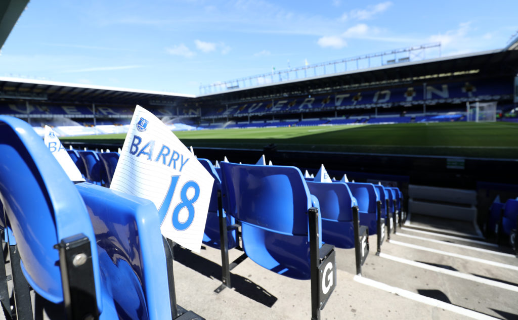 LIVERPOOL, ENGLAND - SEPTEMBER 17: Flags out to mark Gareth Barry of Everton's 600th league appearance before the Premier League match between Everton and Middlesbrough at Goodison Park on September 17, 2016 in Liverpool, England. (Photo by Lynne Cameron/Getty Images)