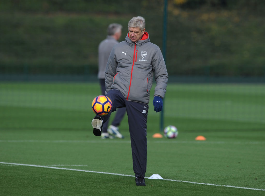 Arsene Wenger during a training session at London Colney. (Photo by Stuart MacFarlane/Arsenal FC via Getty Images)