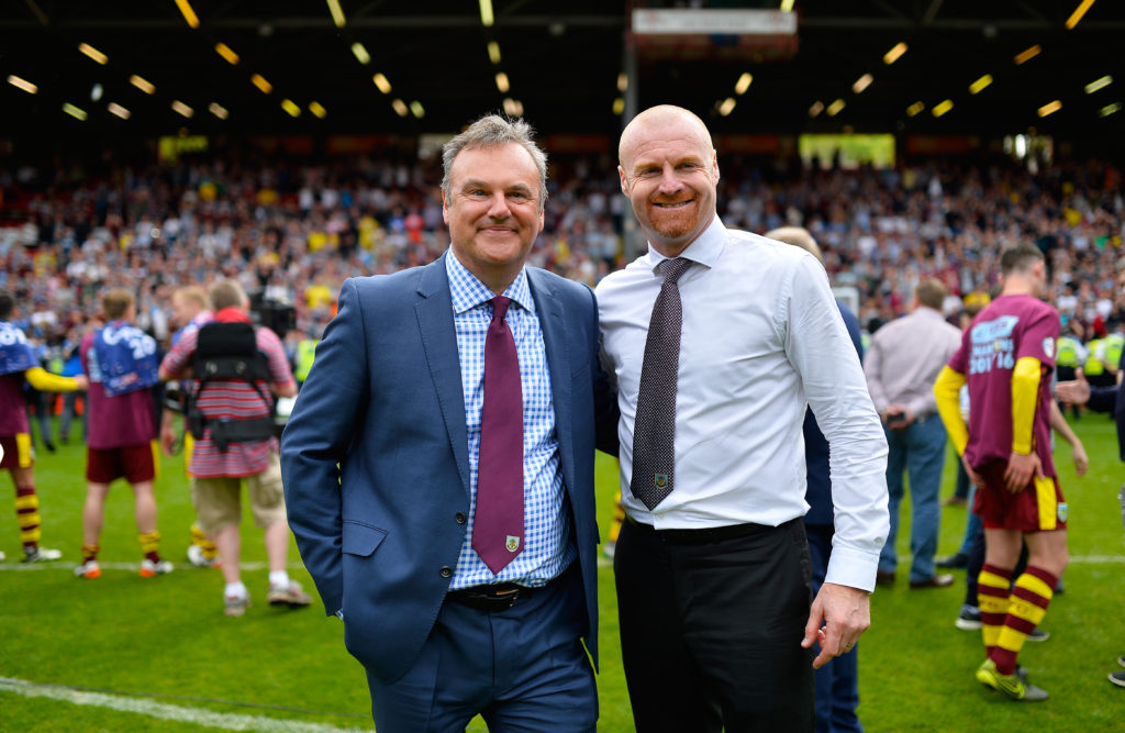 LONDON, ENGLAND - MAY 07:  Chairman Mike Garlick and Sean Dyche, Manager of of Burnley after the Sky Bet Championship between Charlton Athletic and Burnley at the Valley on May 7, 2016 in London, United Kingdom.  (Photo by Justin Setterfield/Getty Images)