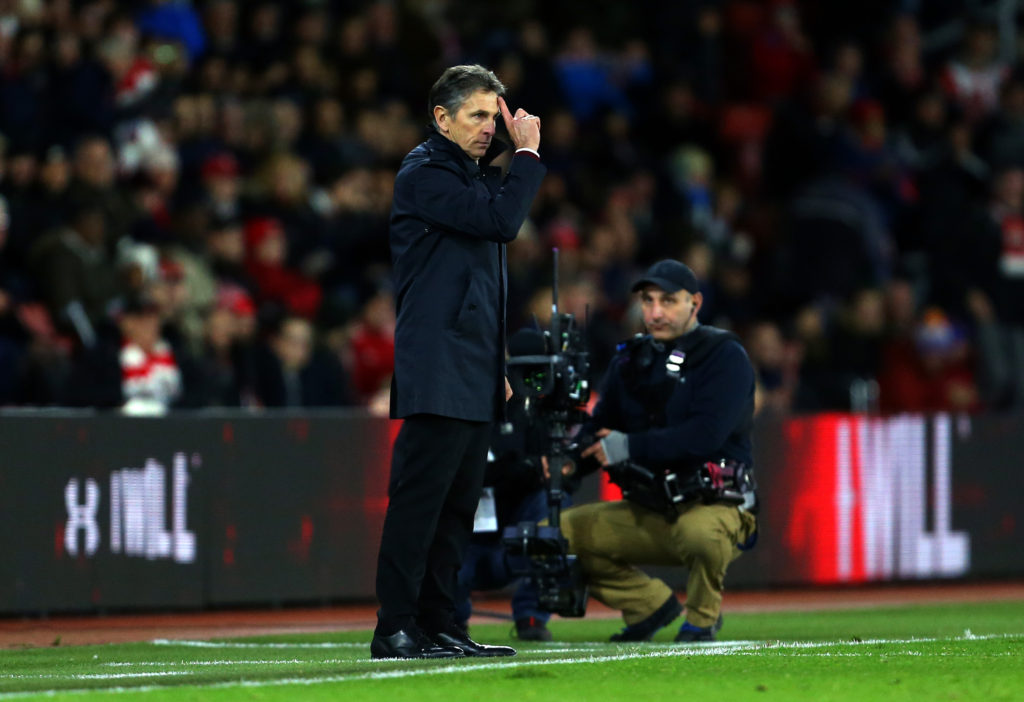 SOUTHAMPTON, ENGLAND - NOVEMBER 27: Claude Puel manager of Southampton during the Premier League match between Southampton and Everton at St Mary's Stadium on November 27, 2016 in Southampton, England. (Photo by Catherine Ivill - AMA/Getty Images)