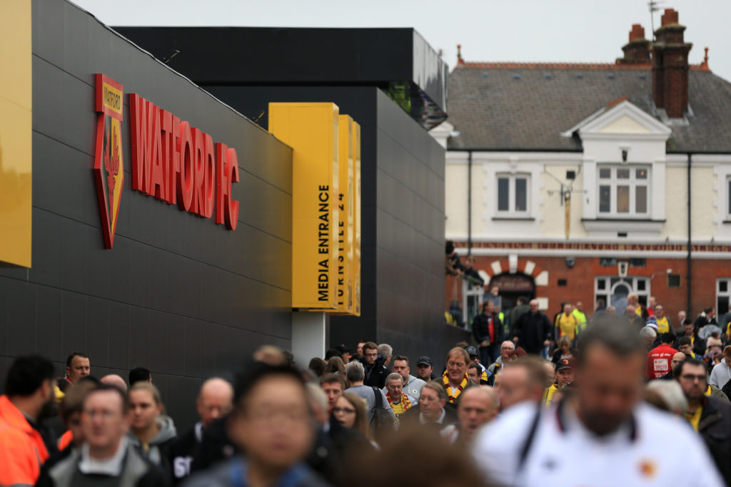 WATFORD, ENGLAND - OCTOBER 29: Fans make their way to the stadium prior to kick off during the Premier League match between Watford and Hull City at Vicarage Road on October 29, 2016 in Watford, England. (Photo by Stephen Pond/Getty Images)