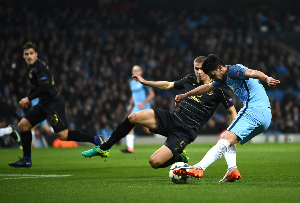 MANCHESTER, ENGLAND - DECEMBER 06: Nolito of Manchester City (R) shoots during the UEFA Champions League Group C match between Manchester City FC and Celtic FC at Etihad Stadium on December 6, 2016 in Manchester, England.  (Photo by Laurence Griffiths/Getty Images)