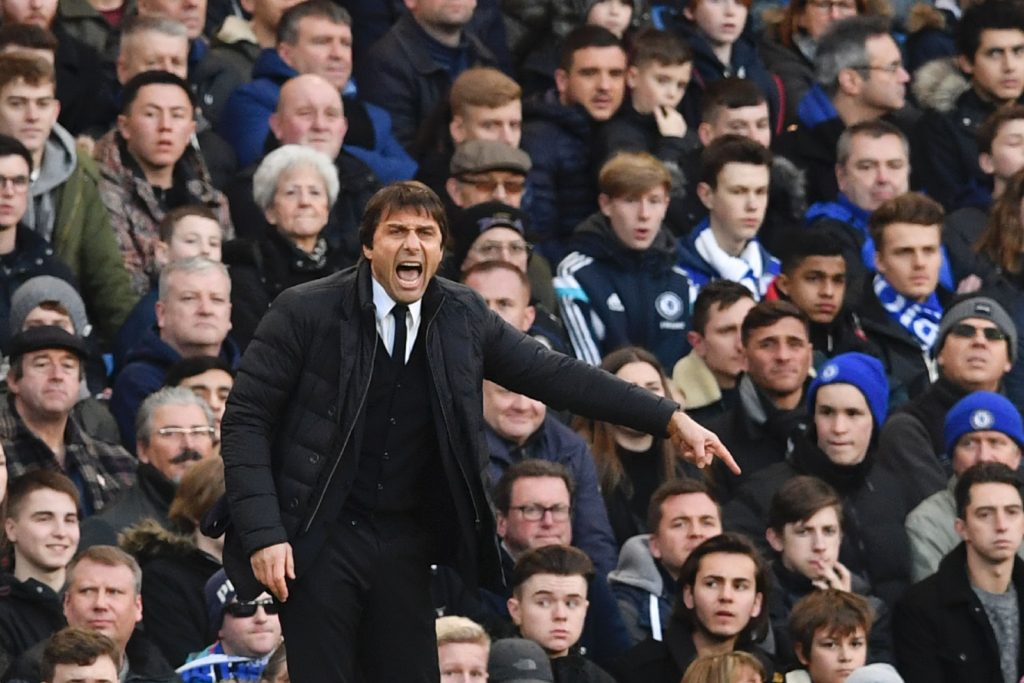 Chelsea's Italian head coach Antonio Conte gestures from the touchline during the English Premier League football match between Chelsea and Bournemouth at Stamford Bridge in London on December 26, 2016. / AFP / Ben STANSALL / RESTRICTED TO EDITORIAL USE. No use with unauthorized audio, video, data, fixture lists, club/league logos or 'live' services. Online in-match use limited to 75 images, no video emulation. No use in betting, games or single club/league/player publications.  /         (Photo credit should read BEN STANSALL/AFP/Getty Images)