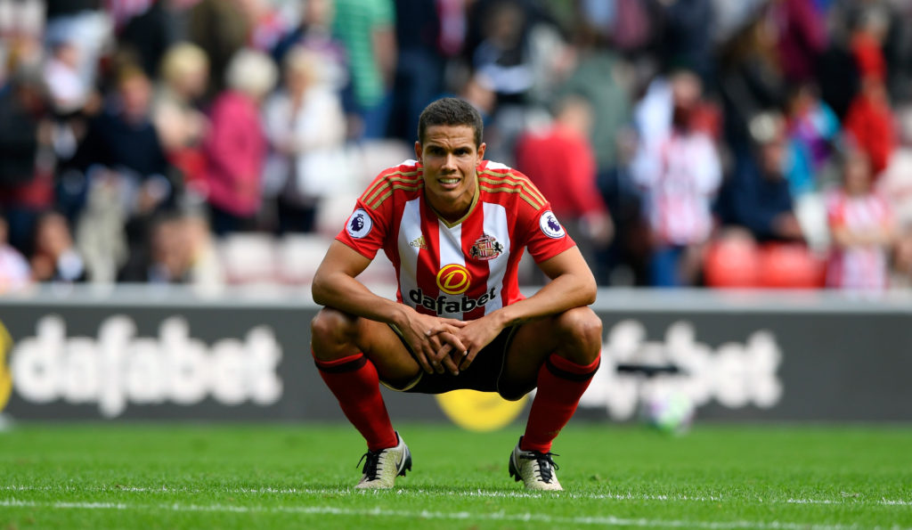 SUNDERLAND, ENGLAND - AUGUST 21:  Sunderland player Jack Rodwell reacts  after the Premier League match between Sunderland and Middlesbrough at Stadium of Light on August 21, 2016 in Sunderland, England.  (Photo by Stu Forster/Getty Images )