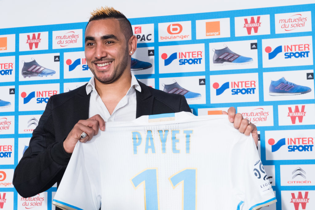 MARSEILLE, FRANCE - JANUARY 30: New Olympique de Marseille player Dimitri Payet answers journalists' questions during a press conference at the Robert Louis Dreyfus stadium on January 30, 2017 in Marseille, France. The French international has signed a four and a half year contract with the French Ligue 1 club. (Photo by Clement Mahoudeau/IP3/Getty Images)