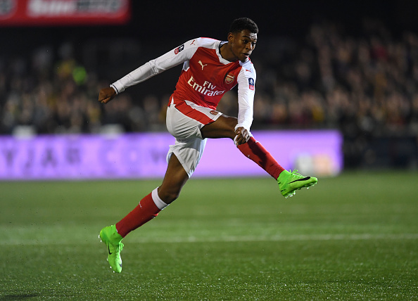 Reine-Adelaide trying to learn off Arsenal magician Cazorla