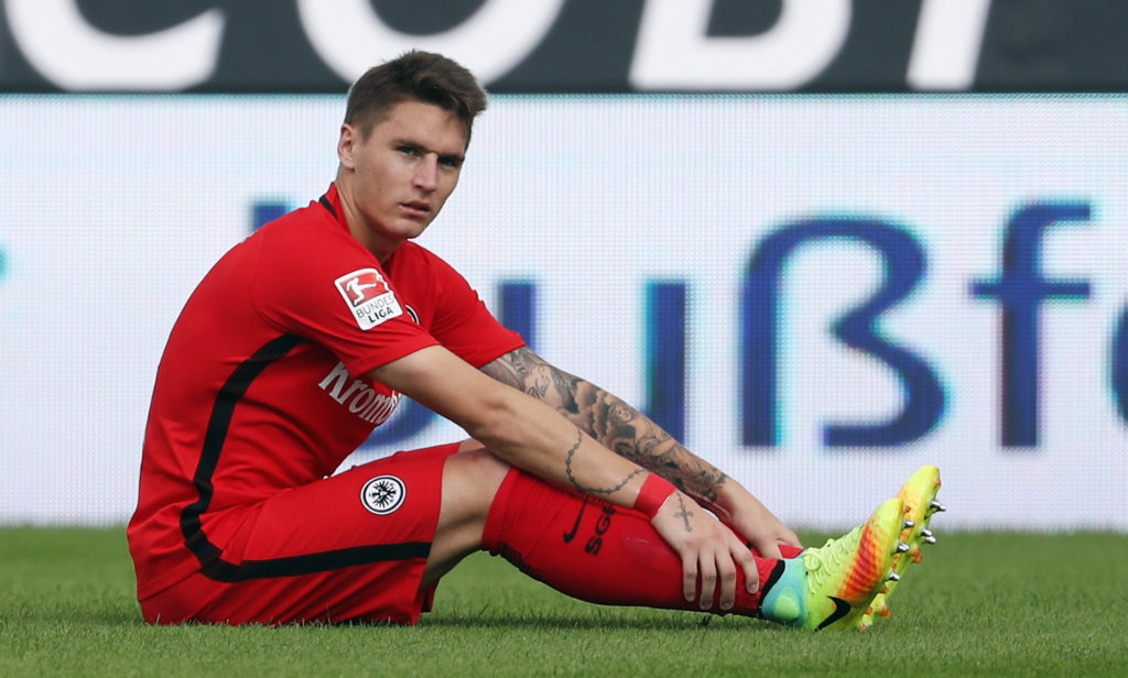 DARMSTADT, GERMANY - SEPTEMBER 10:  Guillermo Varela of Frankfurt reacts during the Bundesliga match between SV Darmstadt 98 and Eintracht Frankfurt at Jonathan-Heimes-Stadion am Boellenfalltor on September 10, 2016 in Darmstadt, Germany.  (Photo by Alex Grimm/Bongarts/Getty Images)