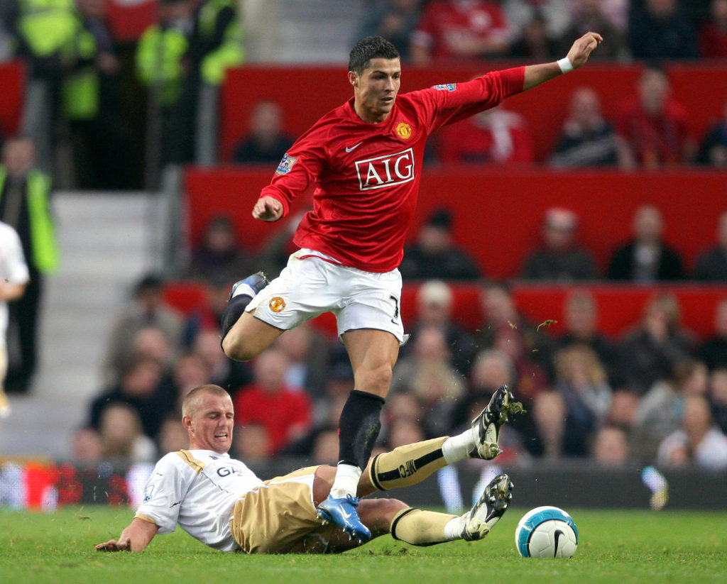 Cristiano Ronaldo (top) of Manchester Un